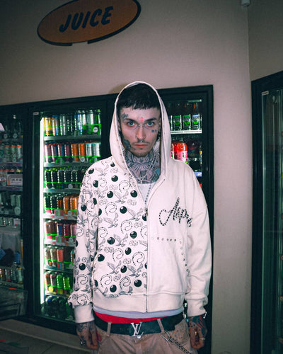 Gem stone zip up cream